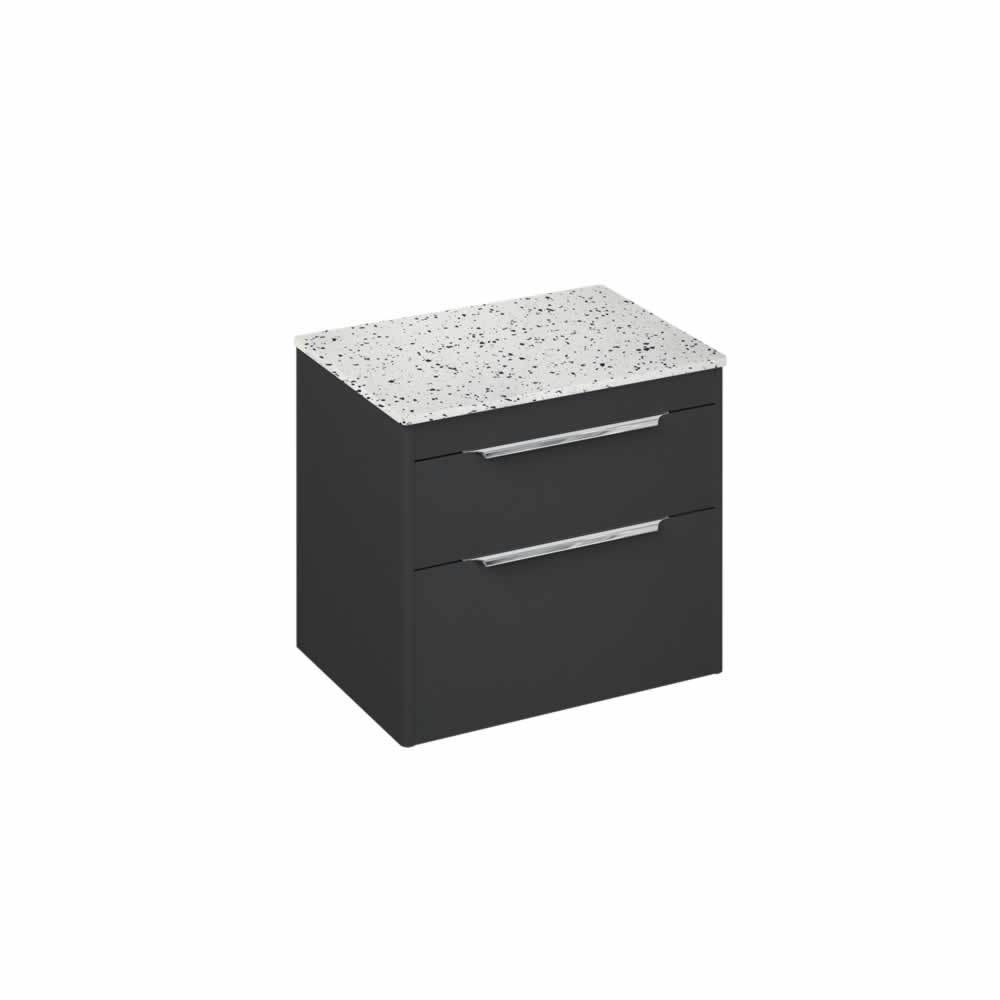 Shoreditch 65cm double drawer Matt Grey with Ice Blue Worktop